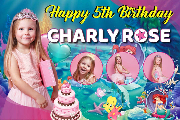 Undersea Mermaid Paradise" Personalized Birthday Banner - Dive into Magical Waters - Yalla Printing