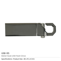 Custom Printed Metal Hook USB Flash Drives - Stainless Steel With Portable Structure - Stainless Steel | Custom Branded Bag | UAE Delivery | Yalla Printing UAE