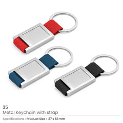 Custom Printed Metal Keychain With Strap - Stainless Steel | Logo Branding Corporate Gift | UAE Delivery | Yalla Printing UAE