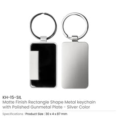 Metal Keychain Rectangle Gun Metal Matte Finish Plate | Logo Branding Corporate Gift | UAE Delivery | Yalla Printing UAE