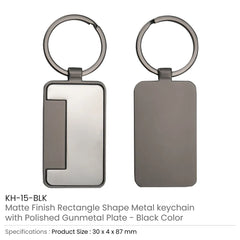 Custom Printed Metal Keychain Rectangle Gun Metal Matte Finish Plate - Stainless Steel | Exhibitions, Conferences, Corporate Events | Yalla Printing UAE