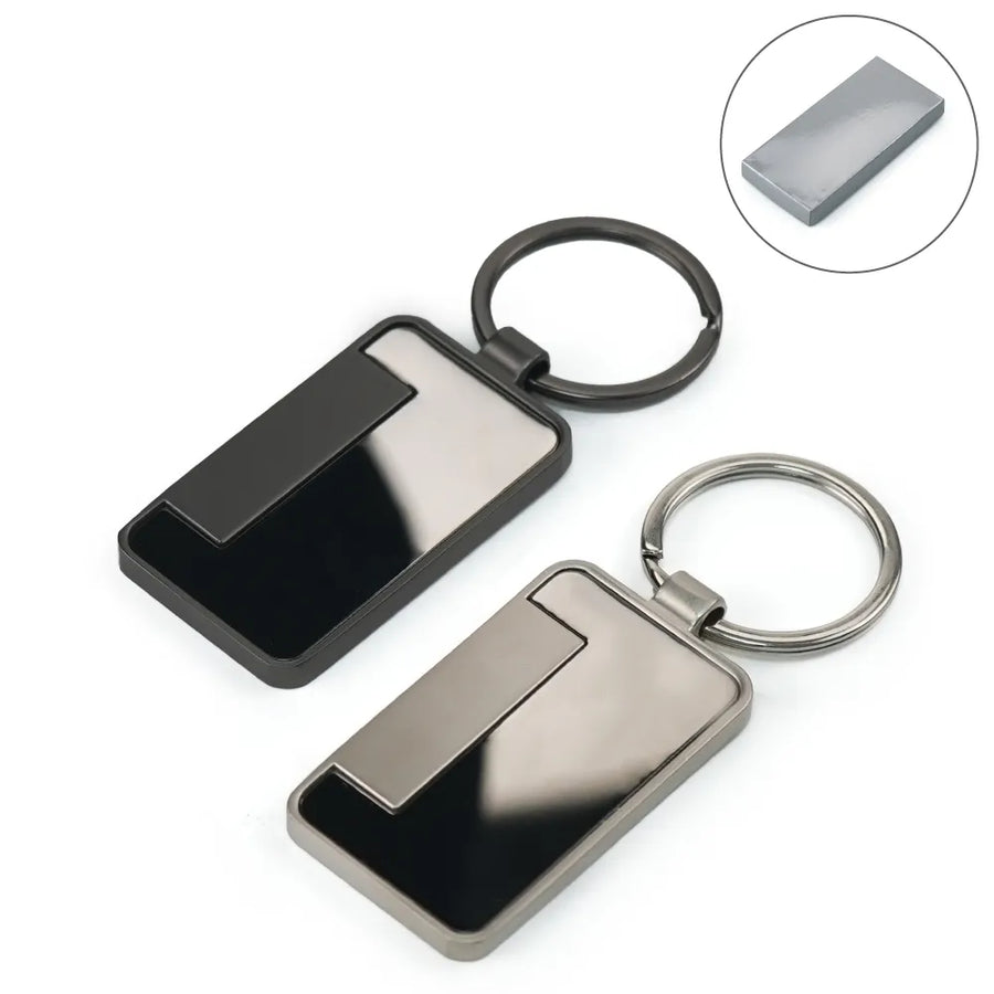 Keychains – Metal Keychain Rectangle Gun Metal Matte Finish Plate | Custom Packaging Printing | Free Design Support | Yalla Printing UAE