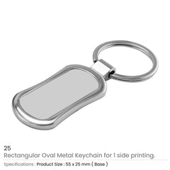 Custom Printed Rectangular Oval Metal Keychains - Stainless Steel | Logo Branding Corporate Gift | UAE Delivery | Yalla Printing UAE