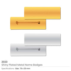 Custom Printed Shiny Gold And Silver Plated Metal Name Badges - Stainless Steel | Logo Branding Corporate Gift | UAE Delivery | Yalla Printing UAE