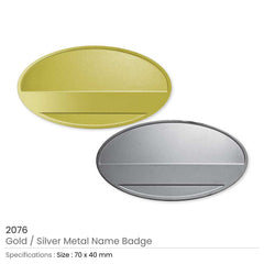 Custom Printed Oval Metal Name Badges - Stainless Steel | Logo Branding Corporate Gift | UAE Delivery | Yalla Printing UAE