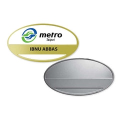 Oval Metal Name Badges | Custom Packaging Printing | Free Design Support | Yalla Printing UAE