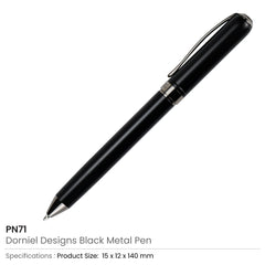 Custom Printed Dorniel Designs Metal Pens Matte Black Twist Action Blue Ink - Stainless Steel | Logo Branding Corporate Gift | UAE Delivery | Yalla Printing UAE