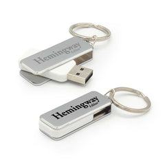 Custom Printed Metal Swivel USB With Key Holder - Stainless Steel | Logo Branding Corporate Gift | UAE Delivery | Yalla Printing UAE