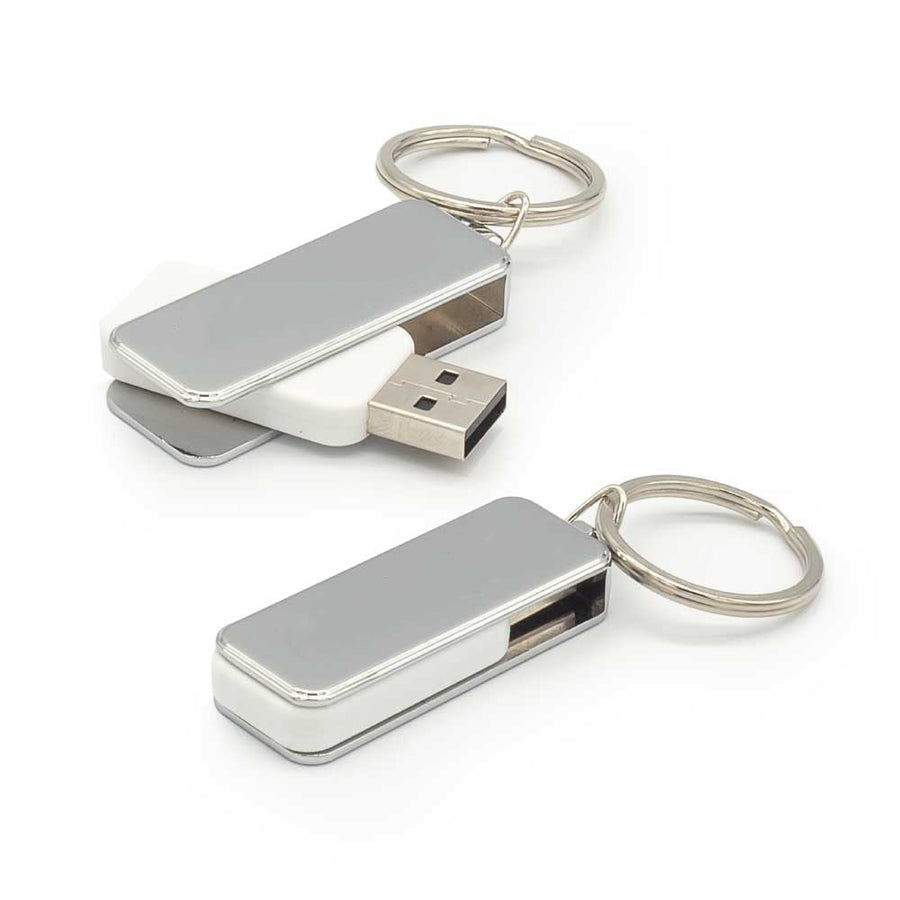 Custom Printed Metal Swivel USB With Key Holder - Stainless Steel | Exhibitions, Conferences, Corporate Events | Yalla Printing UAE