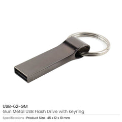 Custom Printed Metal USB Flash with Key Ring 16GB | Logo Branding Corporate Gift | UAE Delivery | Yalla Printing UAE