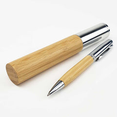 Metal and Bamboo Pen with Tube Box | Logo Printed Business Gift – Yalla Printing UAE
