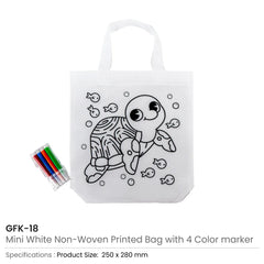 Custom Printed Mini Non - Woven Bags 100Gsm With 4Color Markers & Imprinted Turtle Outline | Exhibitions, Conferences, Corporate Events | Yalla Printing UAE