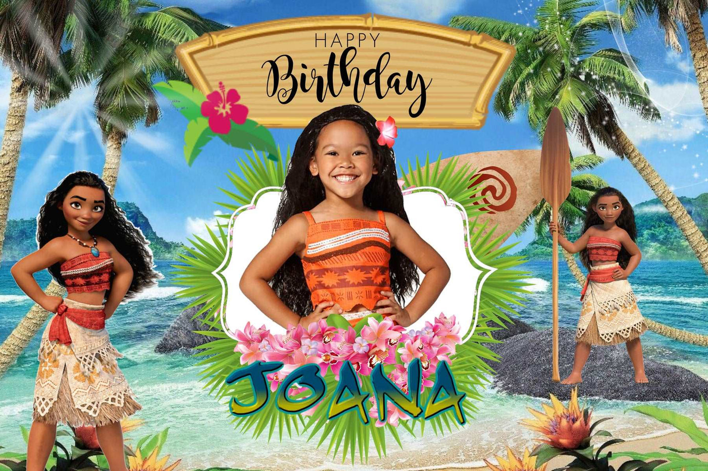 Adventures with Moana" Personalized Birthday Banner - Sail into a Tropical Celebration - Yalla Printing