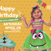Monstrously Sweet Celebration" Personalized Birthday Banner - Roar with Delight! - Yalla Printing