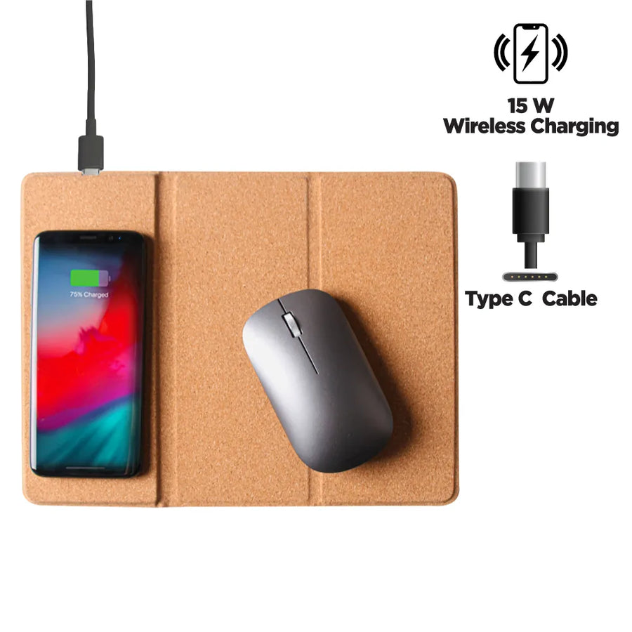 Custom Printed Cork Foldable Mousepads With 15W Wireless Charging Type - C | Exhibitions, Conferences, Corporate Events | Yalla Printing UAE