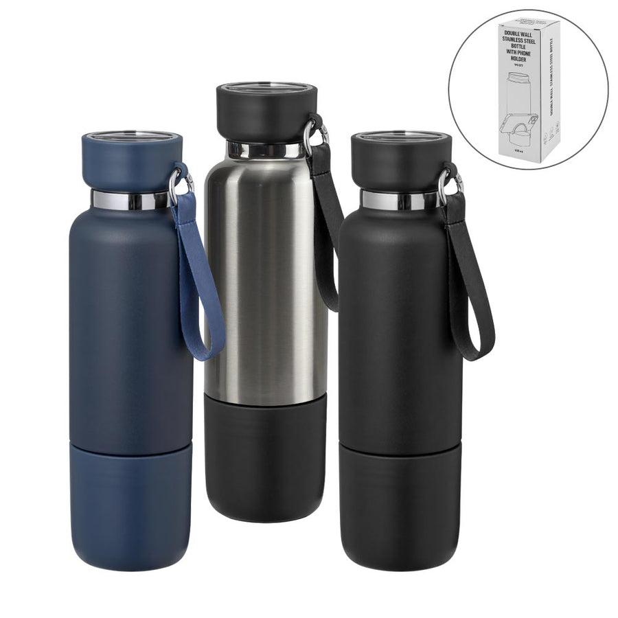 Custom Printed Multi - Function Ss Bottles, Double Wall, Base Cup, Lanyard, 500Ml - Stainless Steel | Exhibitions, Conferences, Corporate Events | Yalla Printing UAE