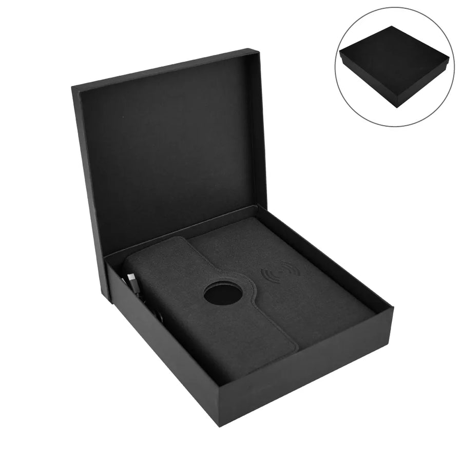 USB Drives – Powerbank Portfolio Notebook , 8000 mAh , with 15W Wireless Charging | Corporate Gifts & Promotions – Yalla Printing UAE