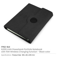 USB Drives – Powerbank Portfolio Notebook , 8000 mAh , with 15W Wireless Charging | Corporate Gifts & Promotions – Yalla Printing UAE