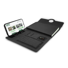 USB Drives – Powerbank Portfolio Notebook , 8000 mAh , with 15W Wireless Charging | Corporate Gifts & Promotions – Yalla Printing UAE