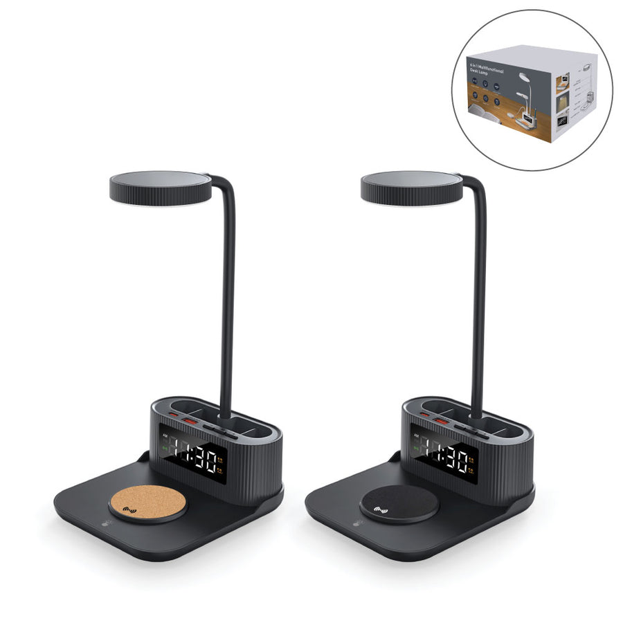 Custom Printed Desk Lamp With 15W Wireless Charger, Clock And Pen Holder | Exhibitions, Conferences, Corporate Events | Yalla Printing UAE