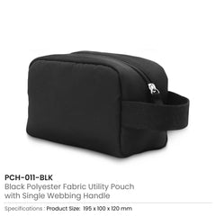 Multipurpose Utility Pouch in Black Polyester Fabric with Zipper and Webbing Handle | Custom Packaging Printing | Free Design Support | Yalla Printing UAE