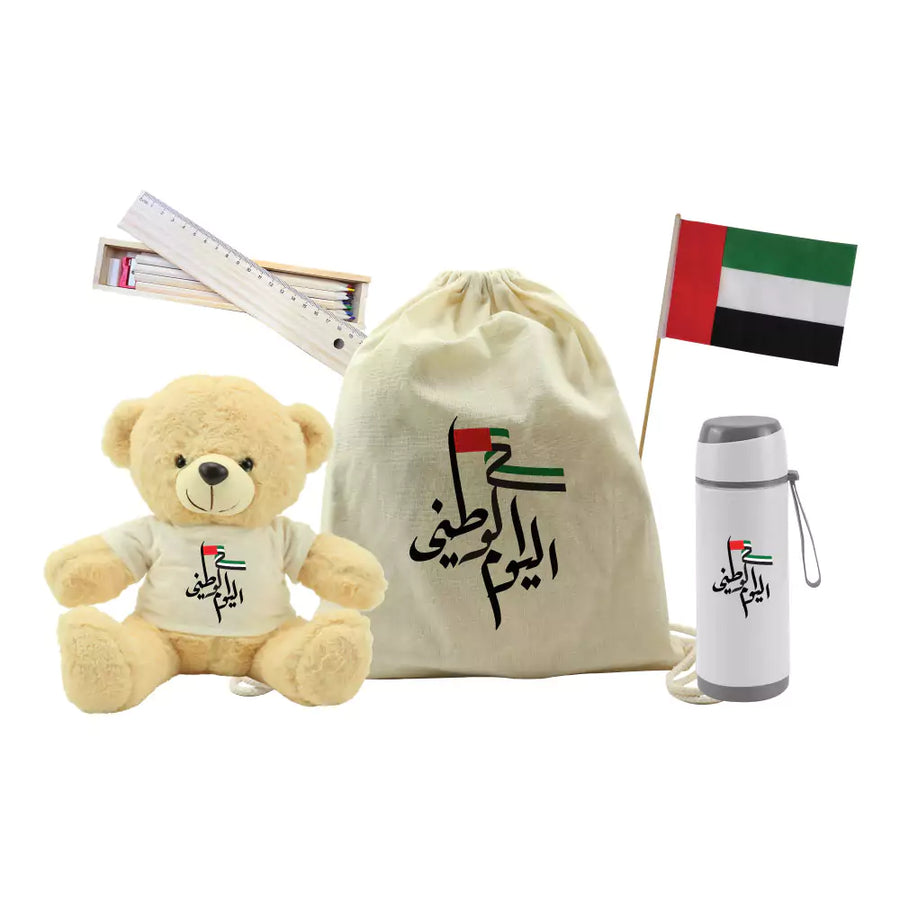 Custom Printed National Day Gifts Set In Drawstring Bag Gs - UAE - 07 | Custom Branded Bag | UAE Delivery | Yalla Printing UAE