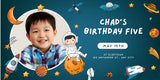 Navy Blue Astronaut Birthday Banner  - Space-Themed Party Decor - Yalla Printing
