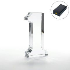 Crystal Awards – Crystal Glass Trophy in Number One Shape with Gold Lock Closure Box | Custom Packaging Printing | Free Design Support | Yalla Printing UAE