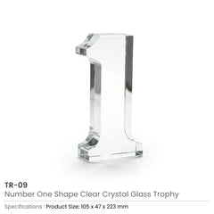 Custom Printed Crystal Glass Trophy In Number One Shape With Gold Lock Closure Box | Custom Packaging Printing | Free Design Support | Yalla Printing UAE