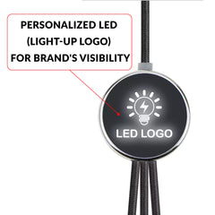 Custom Printed 3 - In - 1 Multi Charging Long Cable 105Cm With Light Up Logo Design | Exhibitions, Conferences, Corporate Events | Yalla Printing UAE