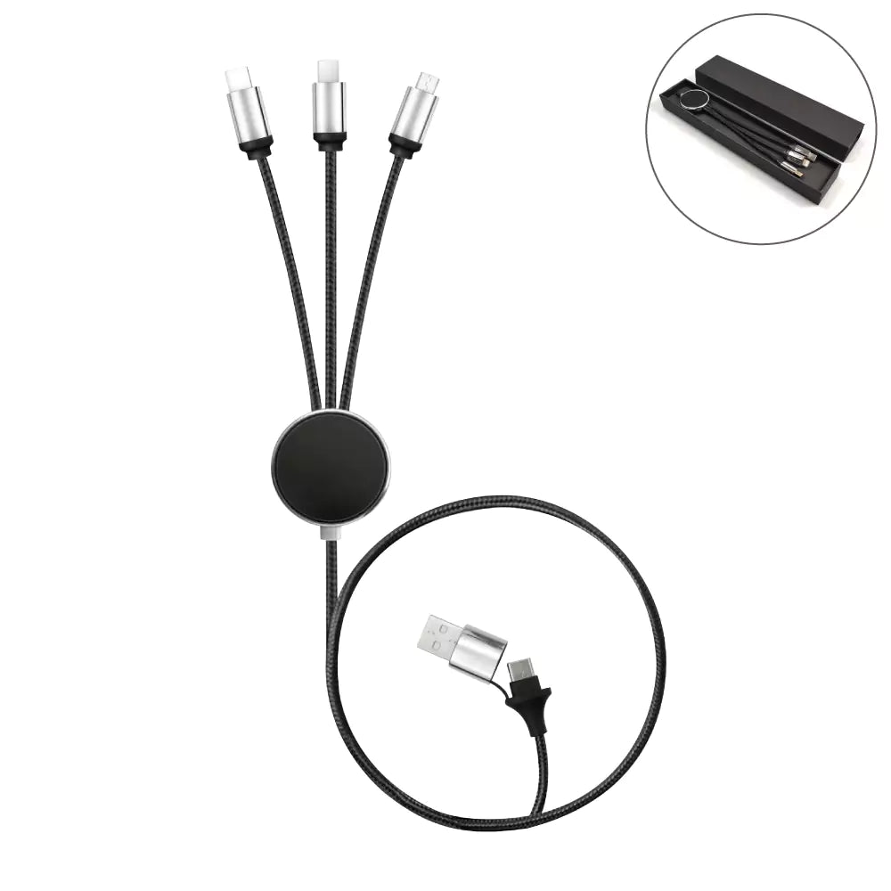 Custom Printed 3 - In - 1 Multi Charging Long Cable 105Cm With Light Up Logo Design | Exhibitions, Conferences, Corporate Events | Yalla Printing UAE