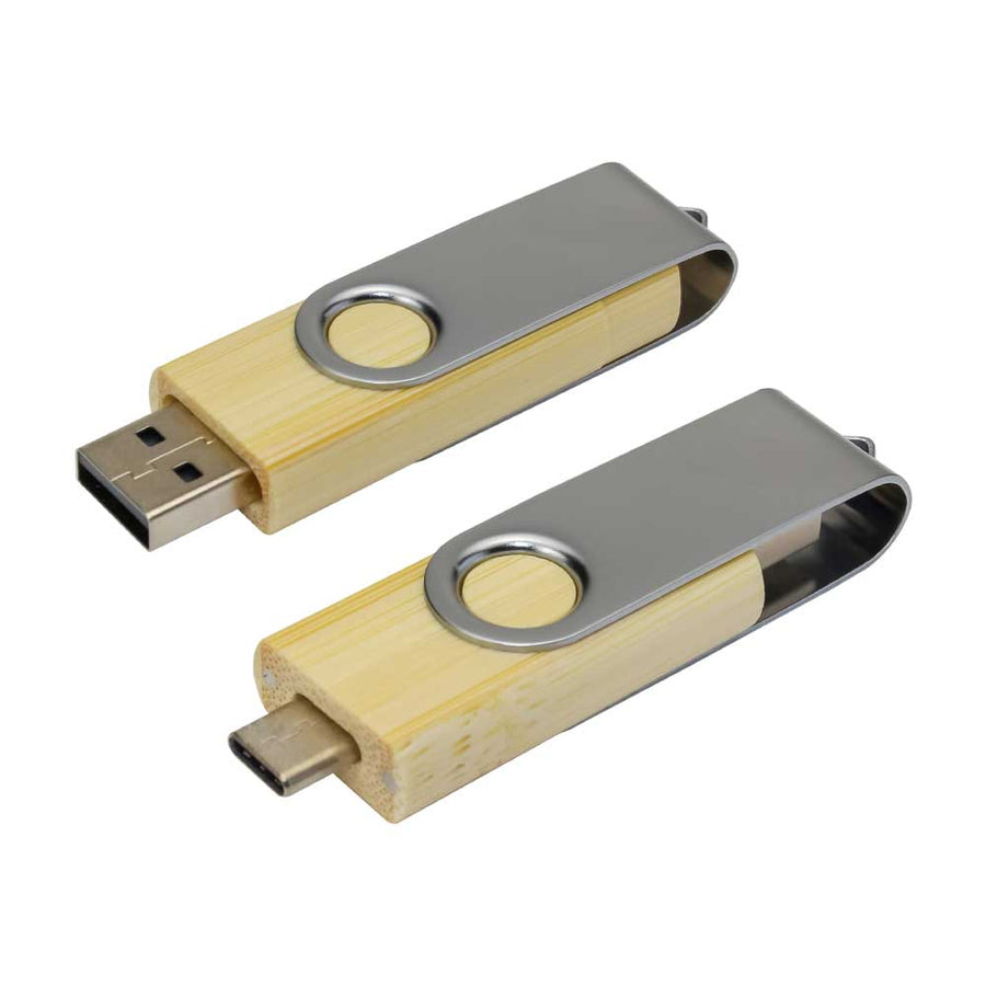 Bamboo USB Drive Swivel USB 32GB | Logo Branding Flash Drive – Yalla Printing UAE