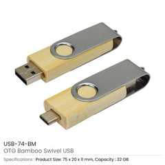 Bamboo USB Drive Swivel USB 32GB | Logo Branding Flash Drive – Yalla Printing UAE