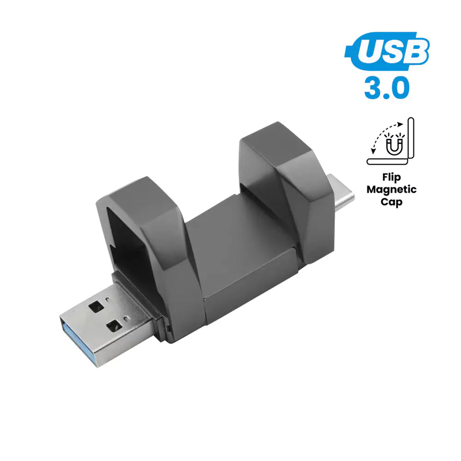 USB Drives – OTG USB Flip in Gun Metal 32GB V. 3.0 Type C Flip Magnetic Cap | Corporate Gifts & Promotions – Yalla Printing UAE