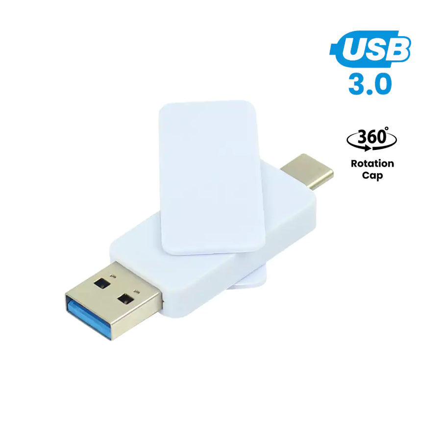 USB Drives – OTG White Swivel USB 64GB V. 3.0 Type C | Corporate Gifts & Promotions – Yalla Printing UAE