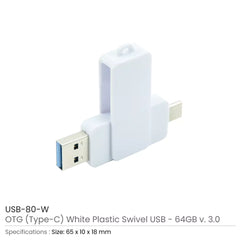 OTG White Swivel USB 64GB V. 3.0 Type C
