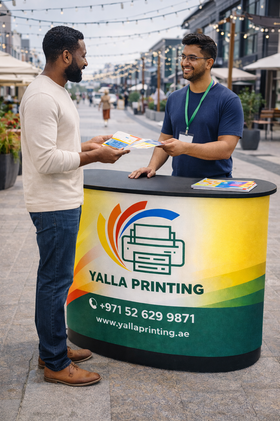 Custom Printed Pop Up Table with Vinyl Graphics on PVC Sheets – Graphics Size 94 x 196 cm | Logo Branding Corporate Gift | UAE Delivery | Yalla Printing UAE