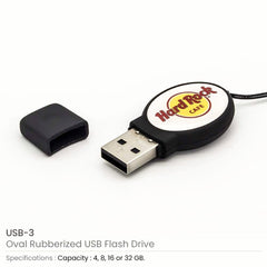 Custom Printed Oval Black Rubberized USB | Logo Branding Corporate Gift | UAE Delivery | Yalla Printing UAE