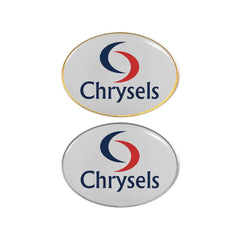 Custom Printed Oval Flat Metal Badges - Stainless Steel | Corporate Award & Recognition Gift | UAE Delivery | Yalla Printing UAE