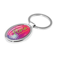 Custom Printed Oval Metal Keychains - Stainless Steel | Logo Branding Corporate Gift | UAE Delivery | Yalla Printing UAE