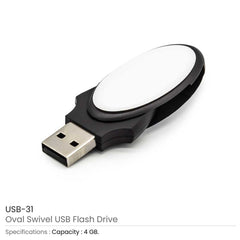 Custom Printed Oval Swivel 4Gb USB Flash Drives | Logo Branding Corporate Gift | UAE Delivery | Yalla Printing UAE