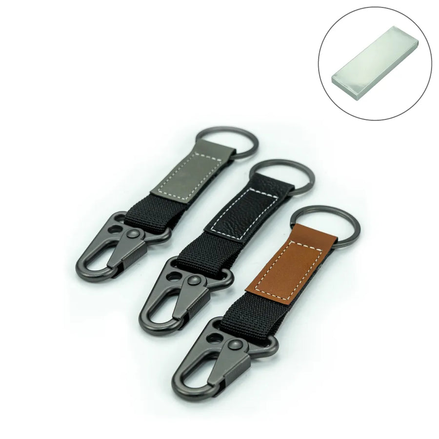 Custom Printed Laserable Pu Leather Keychains With Sling Snap Hook | Logo Branding Corporate Gift | UAE Delivery | Yalla Printing UAE