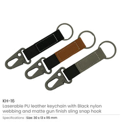 Custom Printed Laserable Pu Leather Keychains With Sling Snap Hook | Logo Branding Corporate Gift | UAE Delivery | Yalla Printing UAE