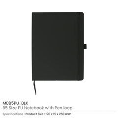 PU Notebook B5 with Pen Loop, Ribbon Bookmark & Elastic Band | Logo Branding Corporate Gift | UAE Delivery | Yalla Printing UAE