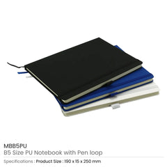 PU Notebook B5 with Pen Loop, Ribbon Bookmark & Elastic Band | Logo Branding Corporate Gift | UAE Delivery | Yalla Printing UAE