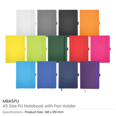 A5 PU Notebook with Pen Holder - Multiple Colors | Logo Branding Corporate Gift | UAE Delivery | Yalla Printing UAE