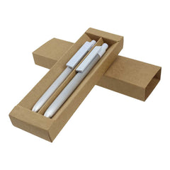 Custom Printed Recycled Aluminum Pen And Pencil Sets - Kraft Brown Paper | Exhibitions, Conferences, Corporate Events | Yalla Printing UAE