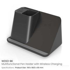Custom Printed Multifunction Pen Holder With Wireless Charging | Logo Branding Corporate Gift | UAE Delivery | Yalla Printing UAE