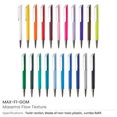 Custom Printed Maxema Flow Texture Pens | Logo Branding Corporate Gift | UAE Delivery | Yalla Printing UAE
