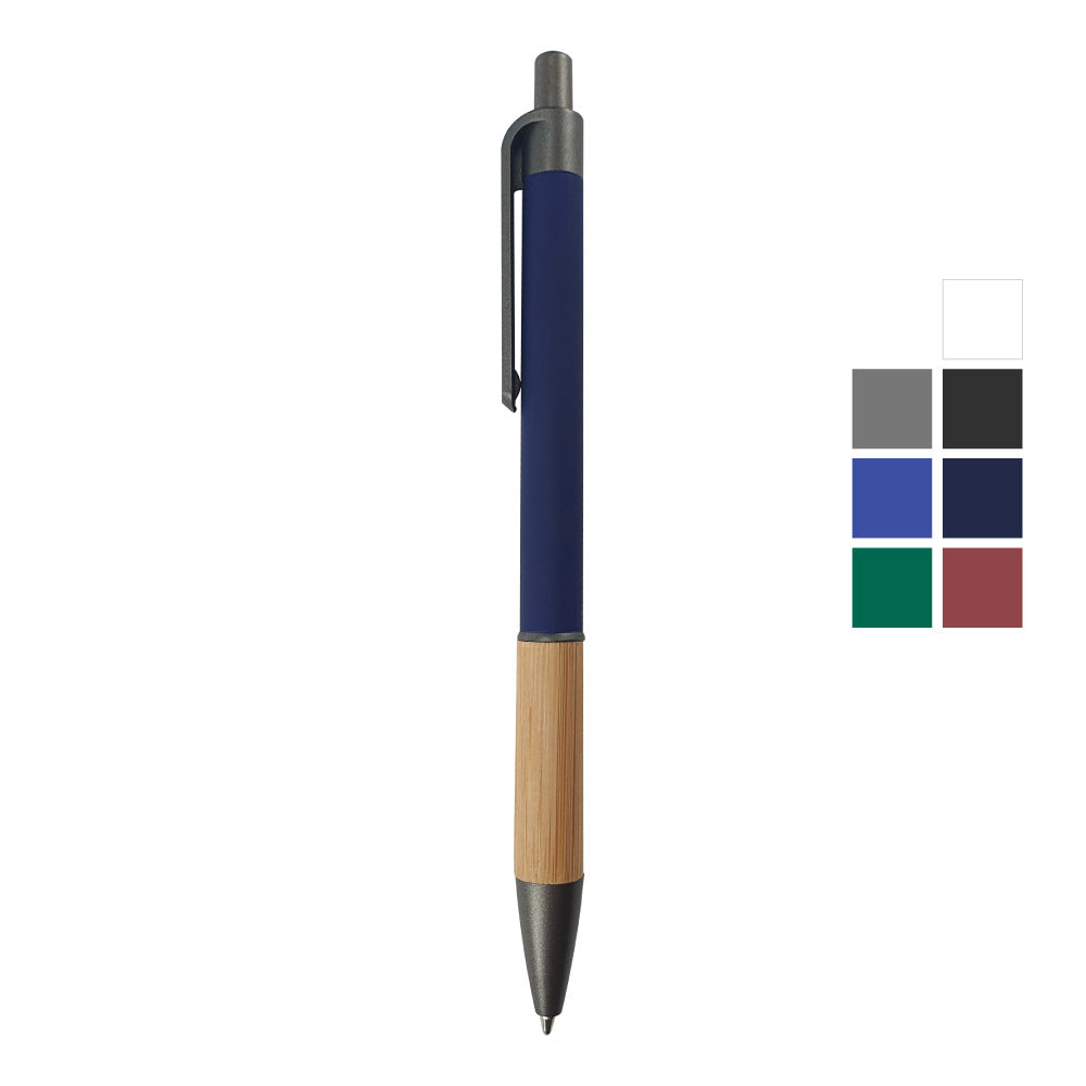 Push Button Ballpoint Pen with Bamboo Grip | Logo Printed Business Gift – Yalla Printing UAE
